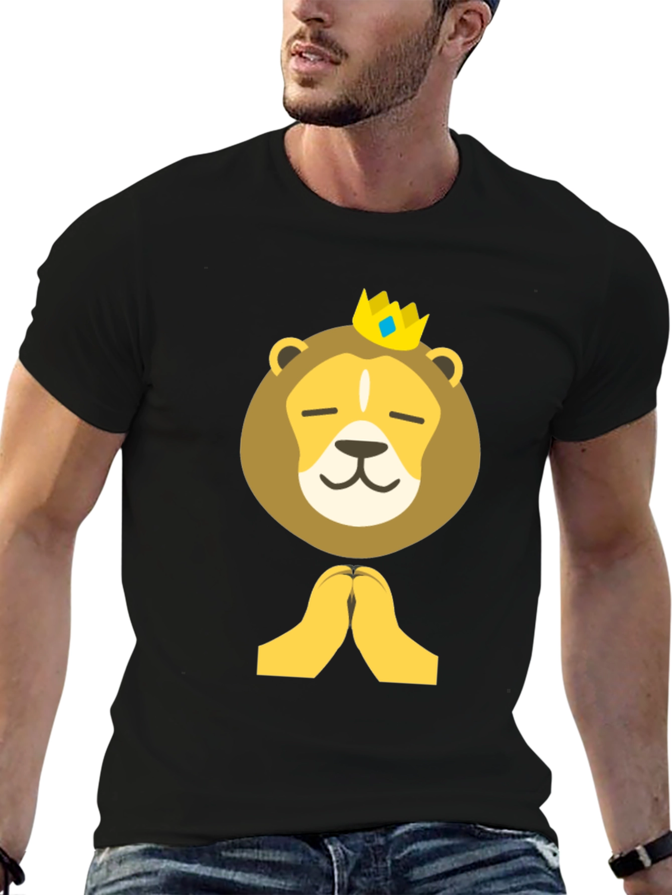 Black Lion King Emoji T-Shirt - Black Cotton Tee view 6