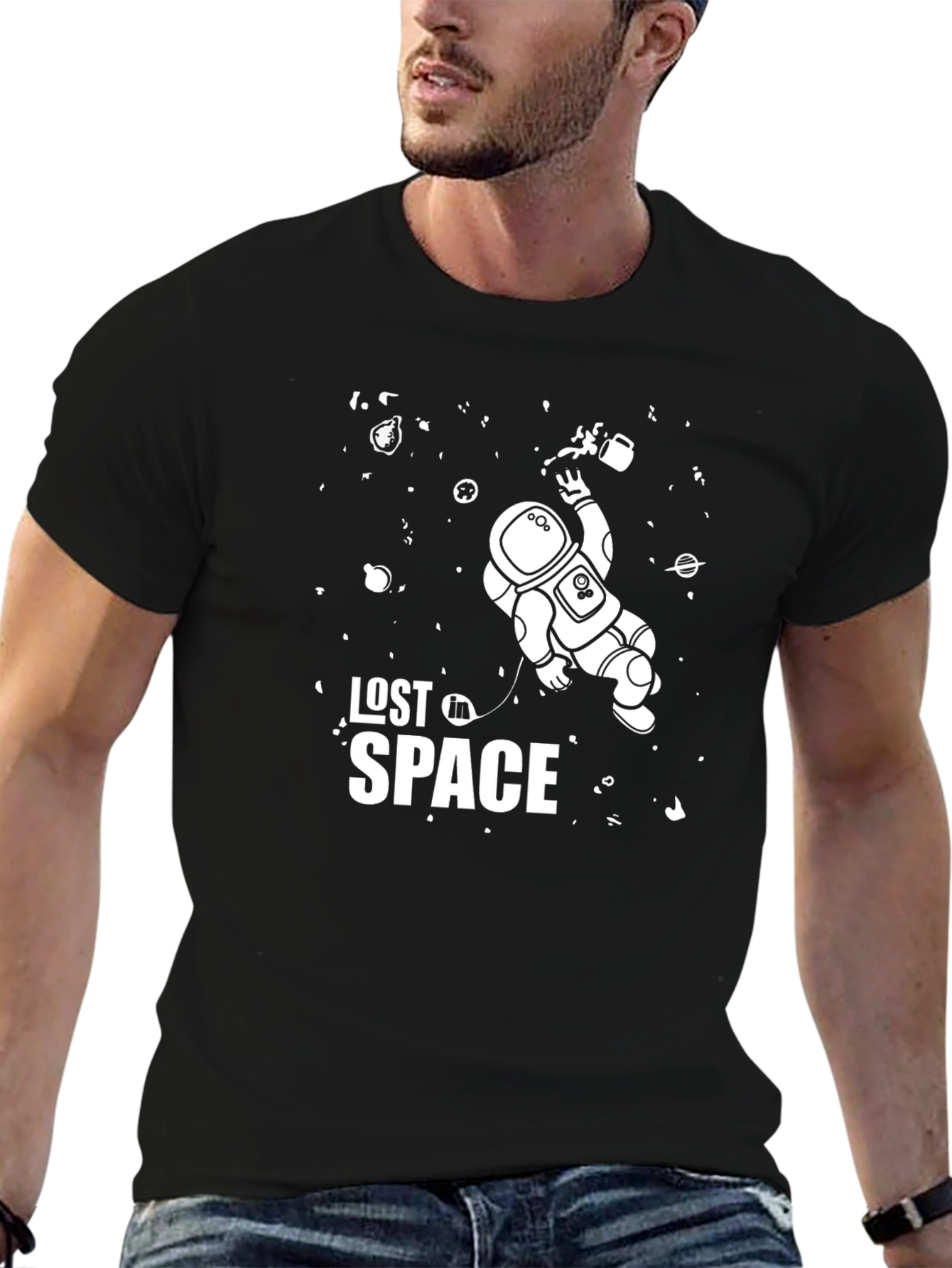 Black Lost in Space Astronaut Graphic Tee view 6