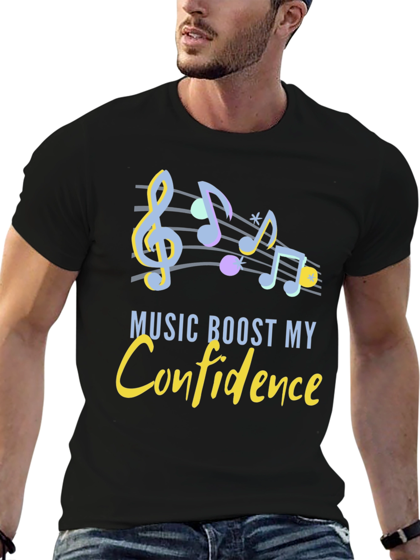 Black Music Boosts Confidence Graphic T-Shirt view 6