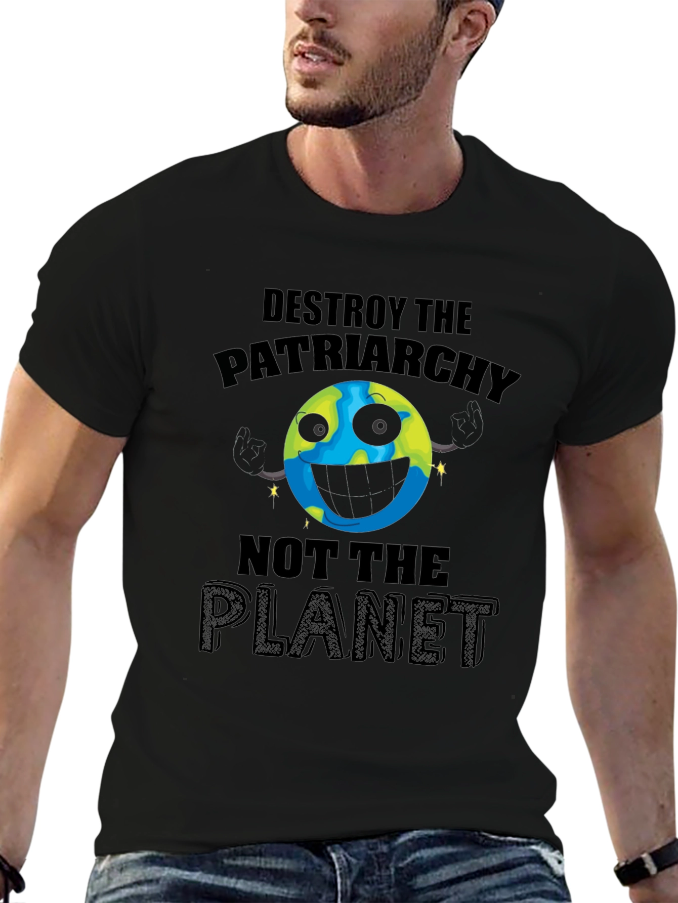 Black Destroy Patriarchy Planet Graphic Tee view 6