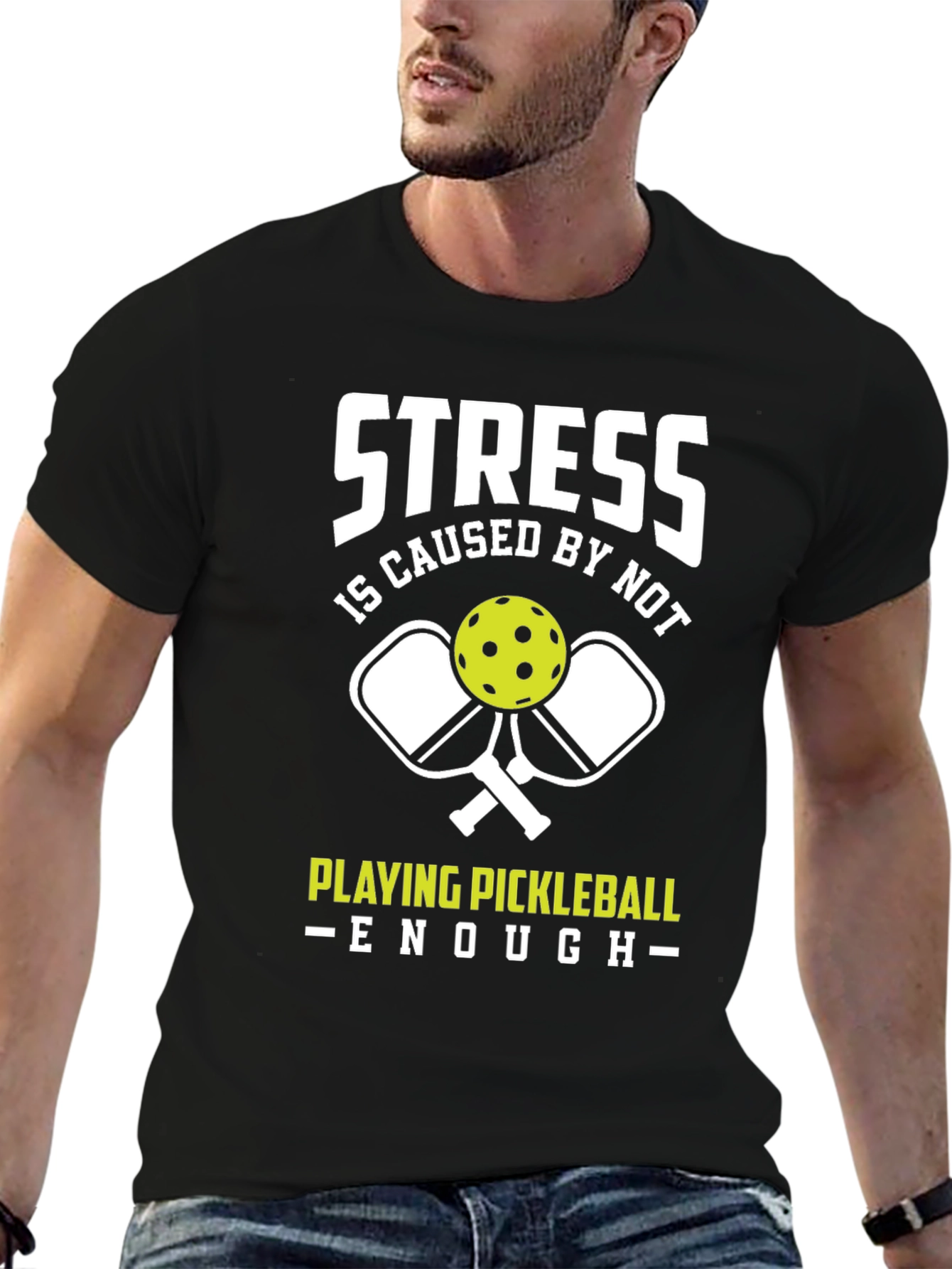 Black Funny Pickleball T-Shirt - Stress Relief Tee view 6
