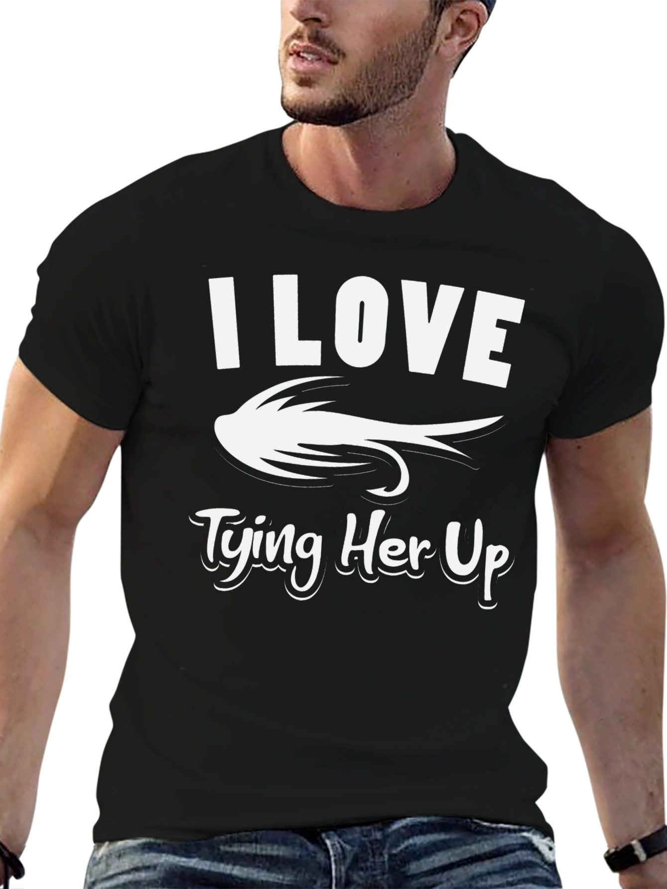 Black I Love Tying Her Up Fishing T-Shirt view 6