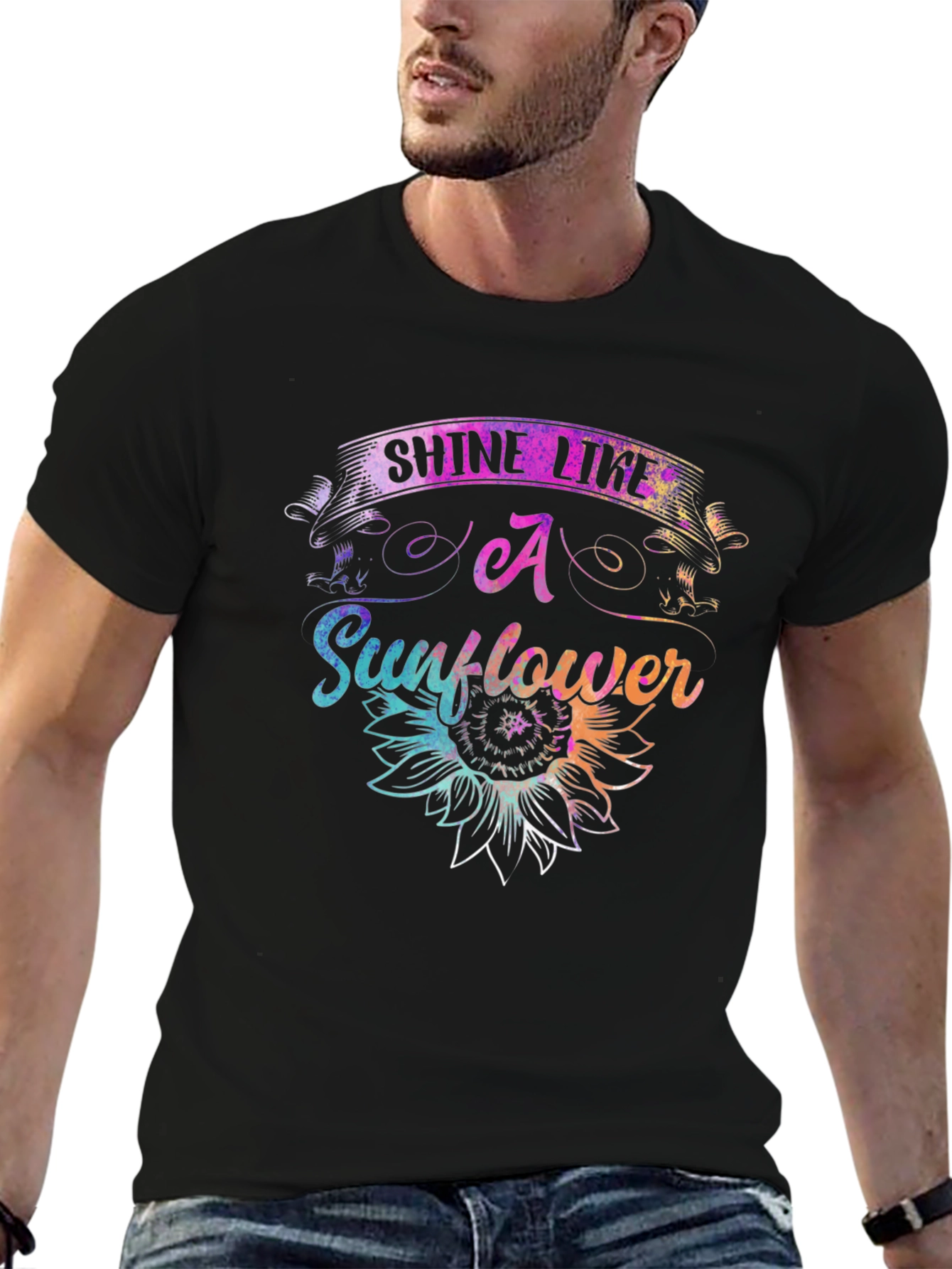 Black Shine Like A Sunflower Graphic T-Shirt view 6