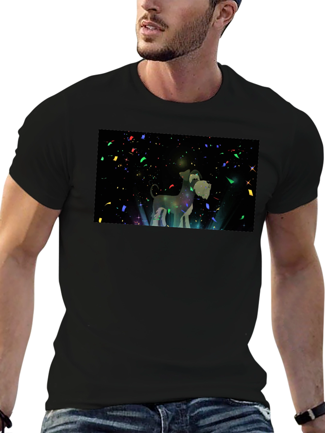 Black Dog Lover's Starry Night T-Shirt view 6