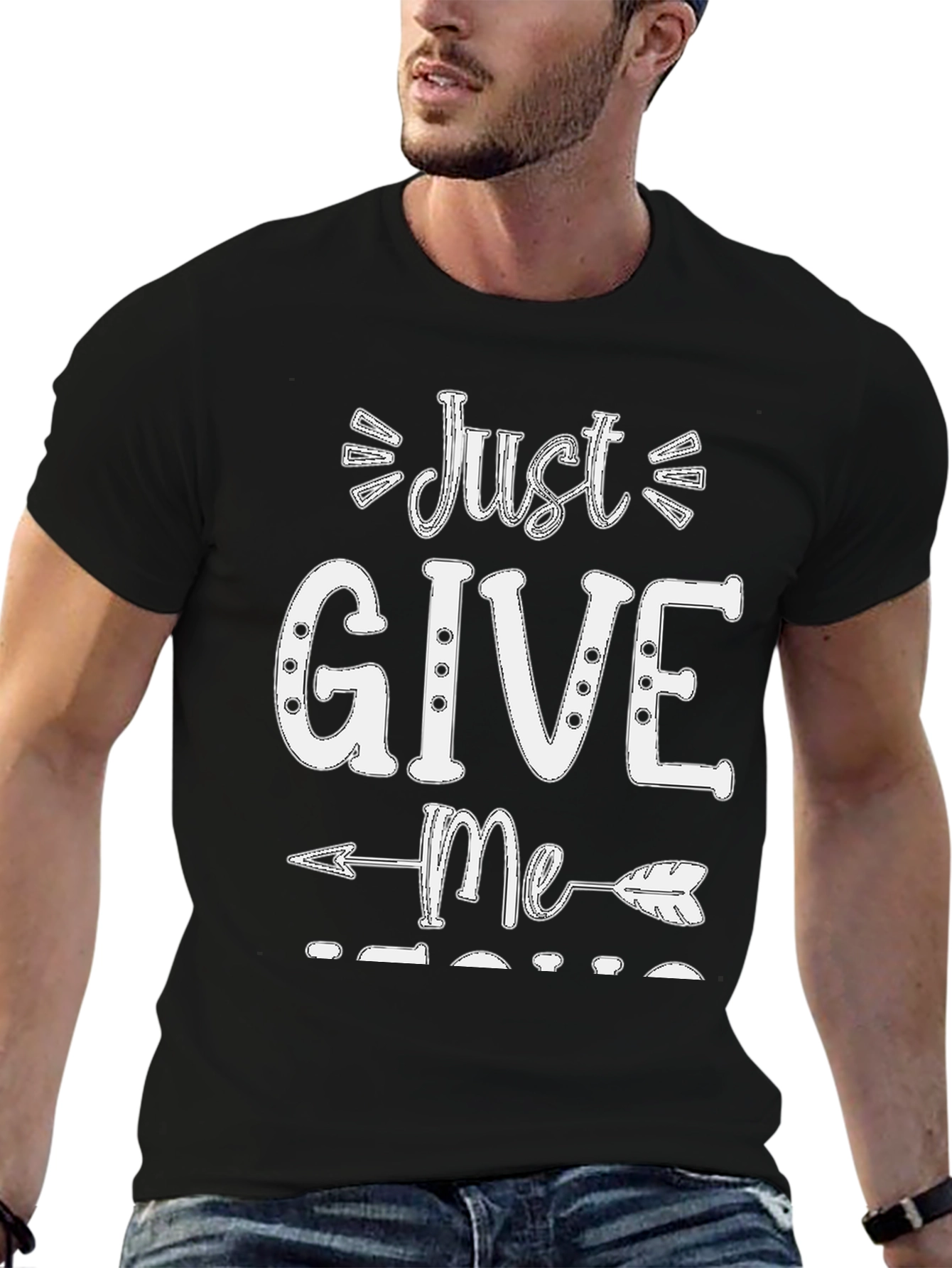 Black Just Give Me Coffee T-Shirt - Trendy Casual Tee view 6