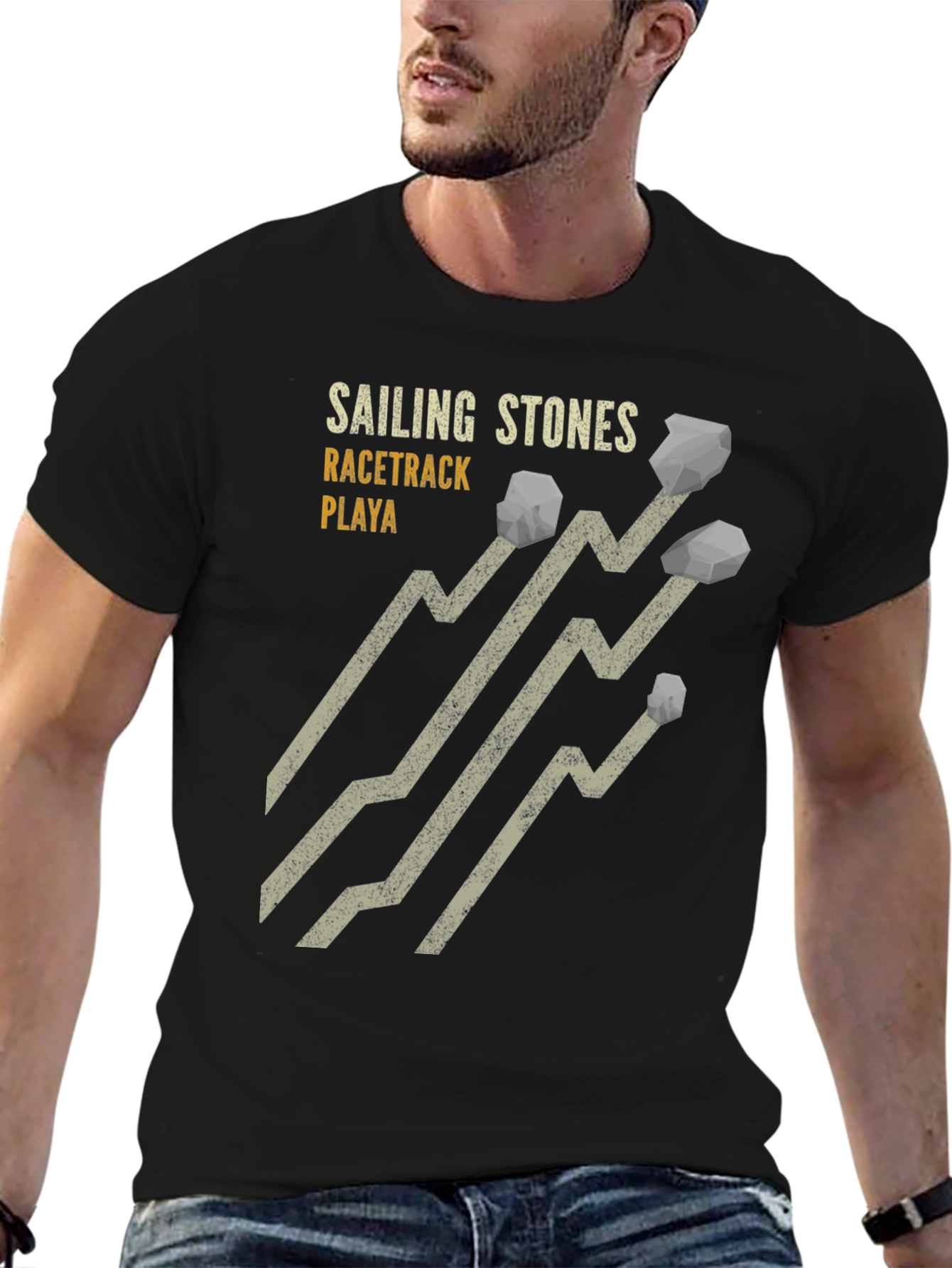 Black Sailing Stones Graphic Tee - Black Cotton T-Shirt view 6