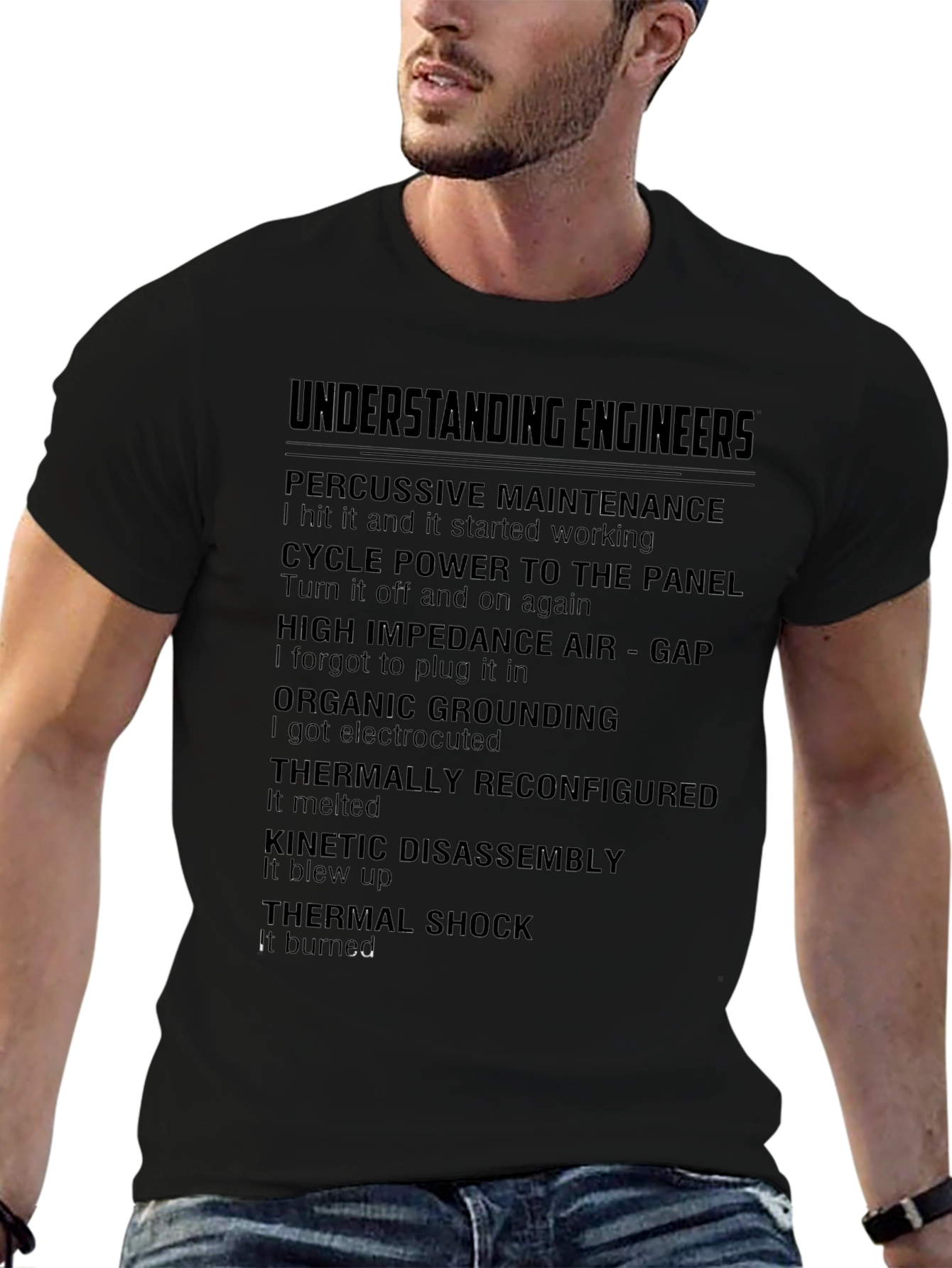 Black Engineer Humor Graphic Tee - Percussive Maintenance view 6
