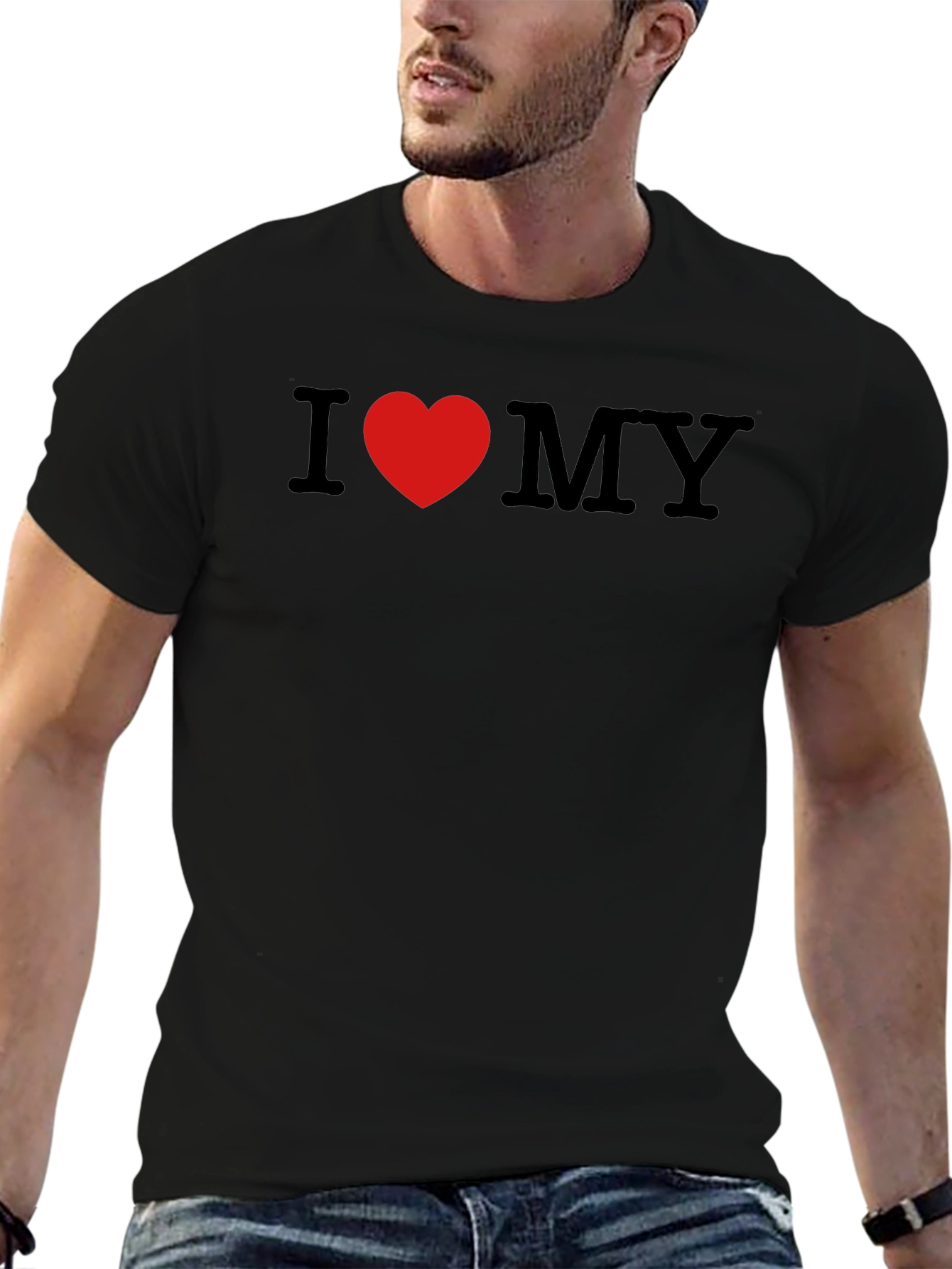 Black I Heart MY T-Shirt - Black Cotton Blend Tee view 6