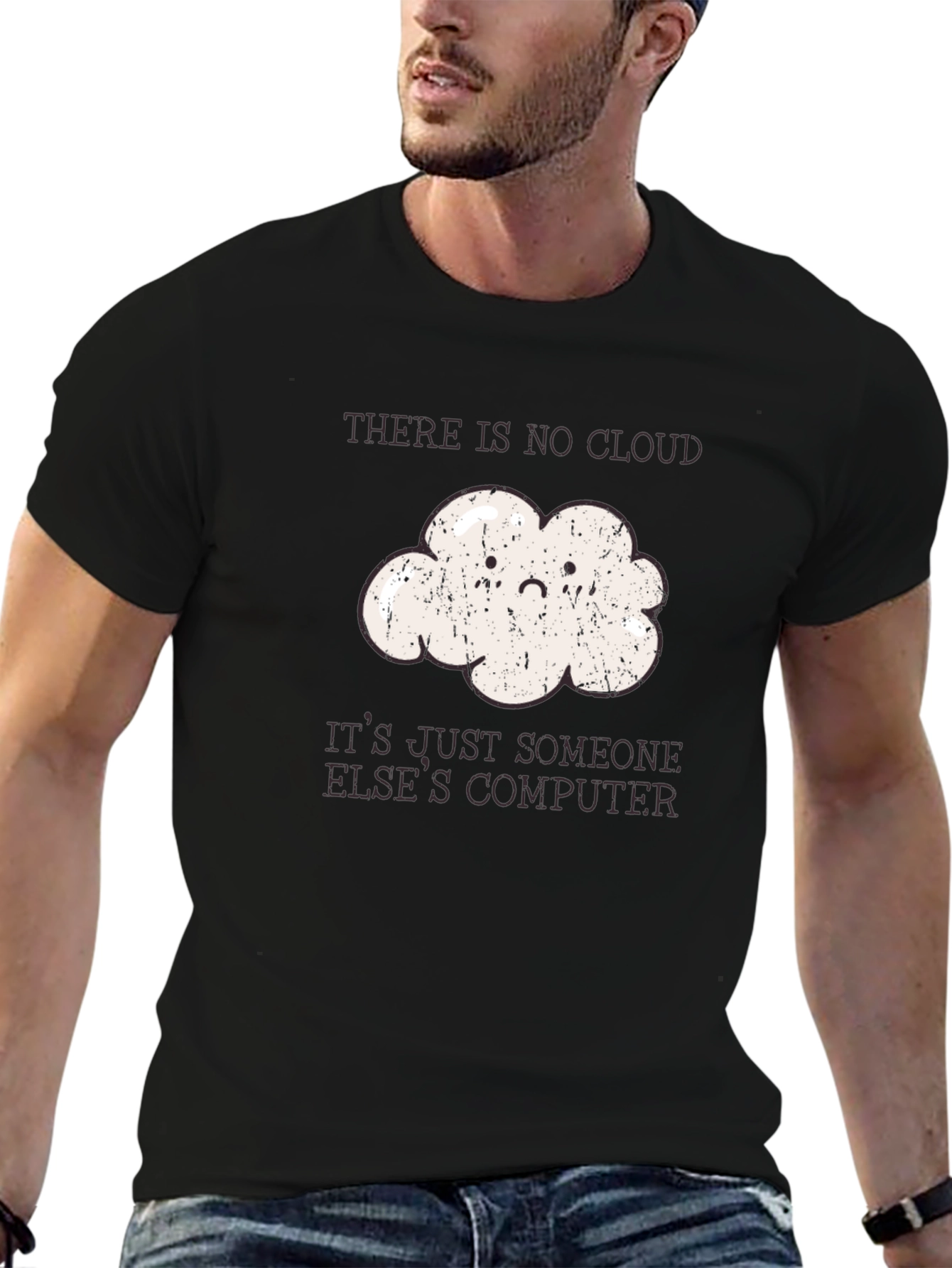 Black Funny Programmer Cloud T-Shirt - No Cloud, Just Computer view 6