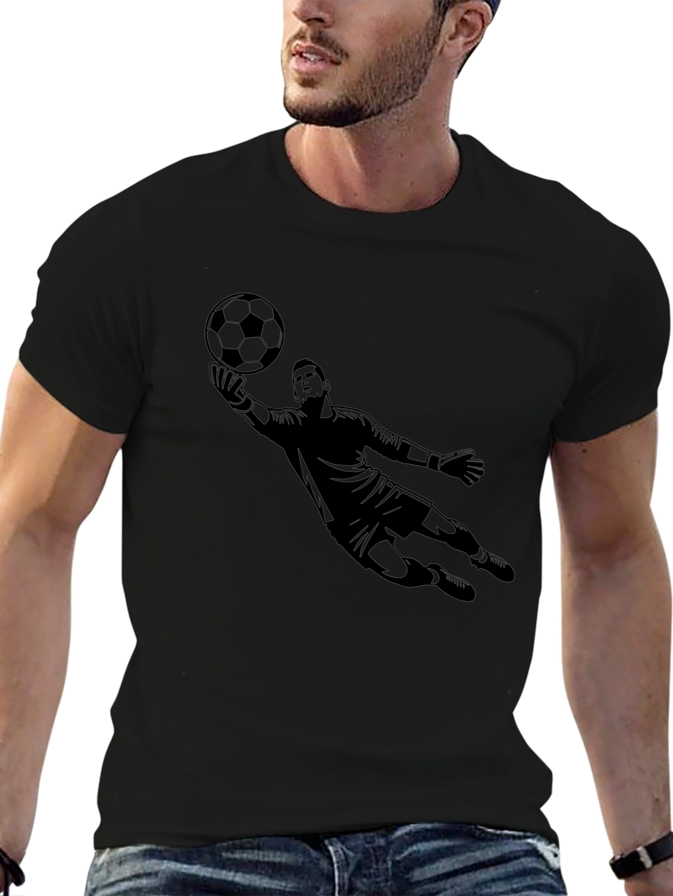 Black Goalie Dive Graphic Tee - Soccer Fan Shirt view 6
