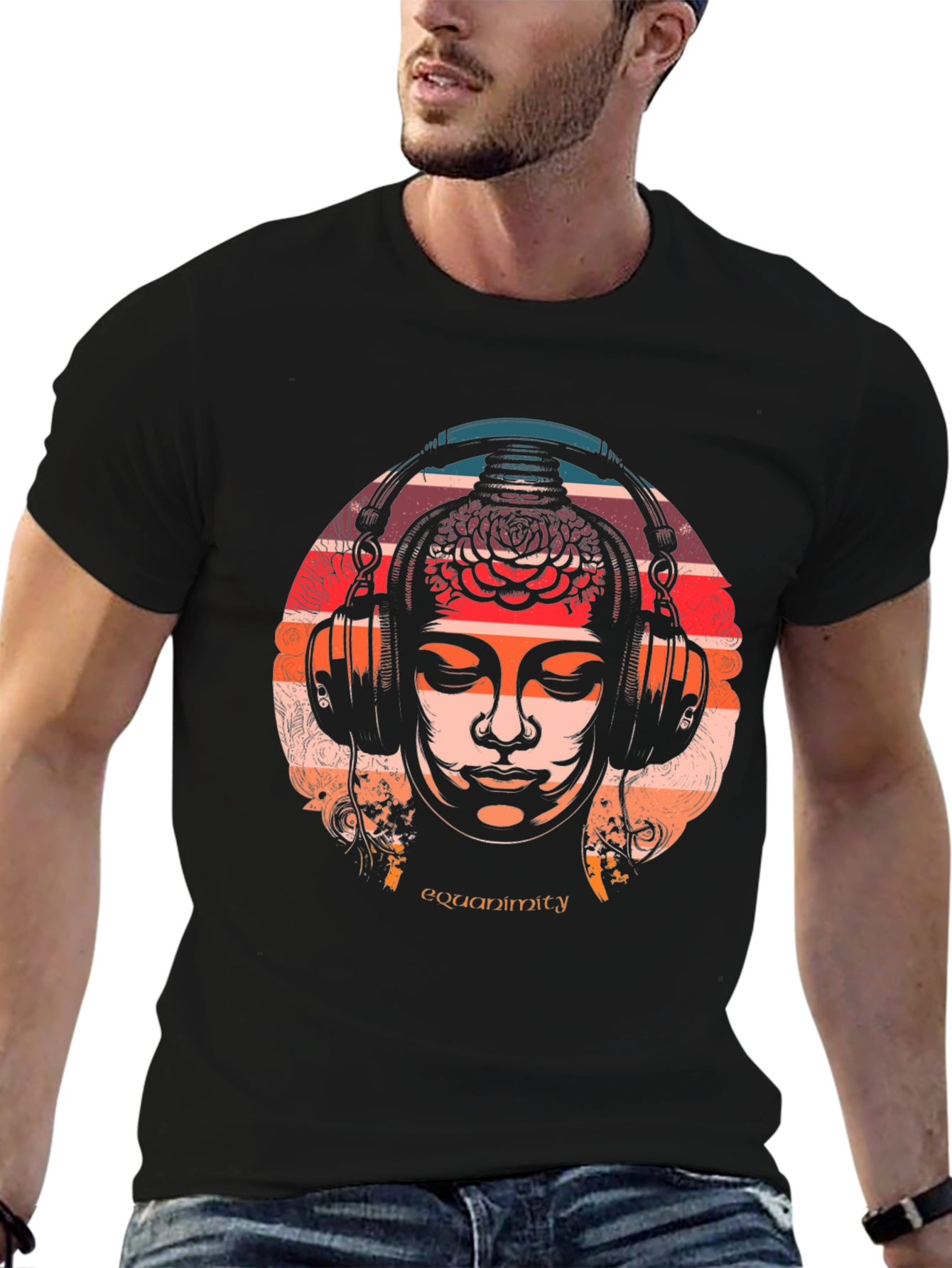 Black Equanimity Graphic Tee - Meditative Style view 6