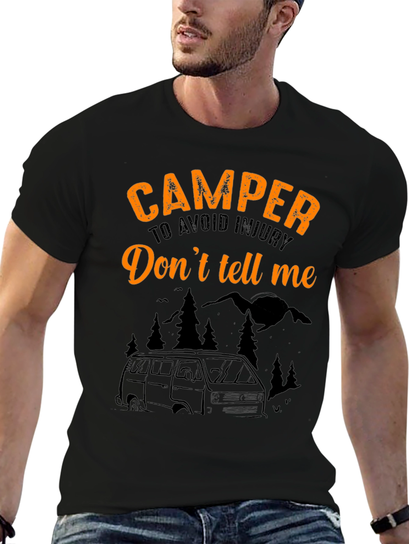 Black Camper Tee: "Don't Tell Me!" Black T-Shirt view 6