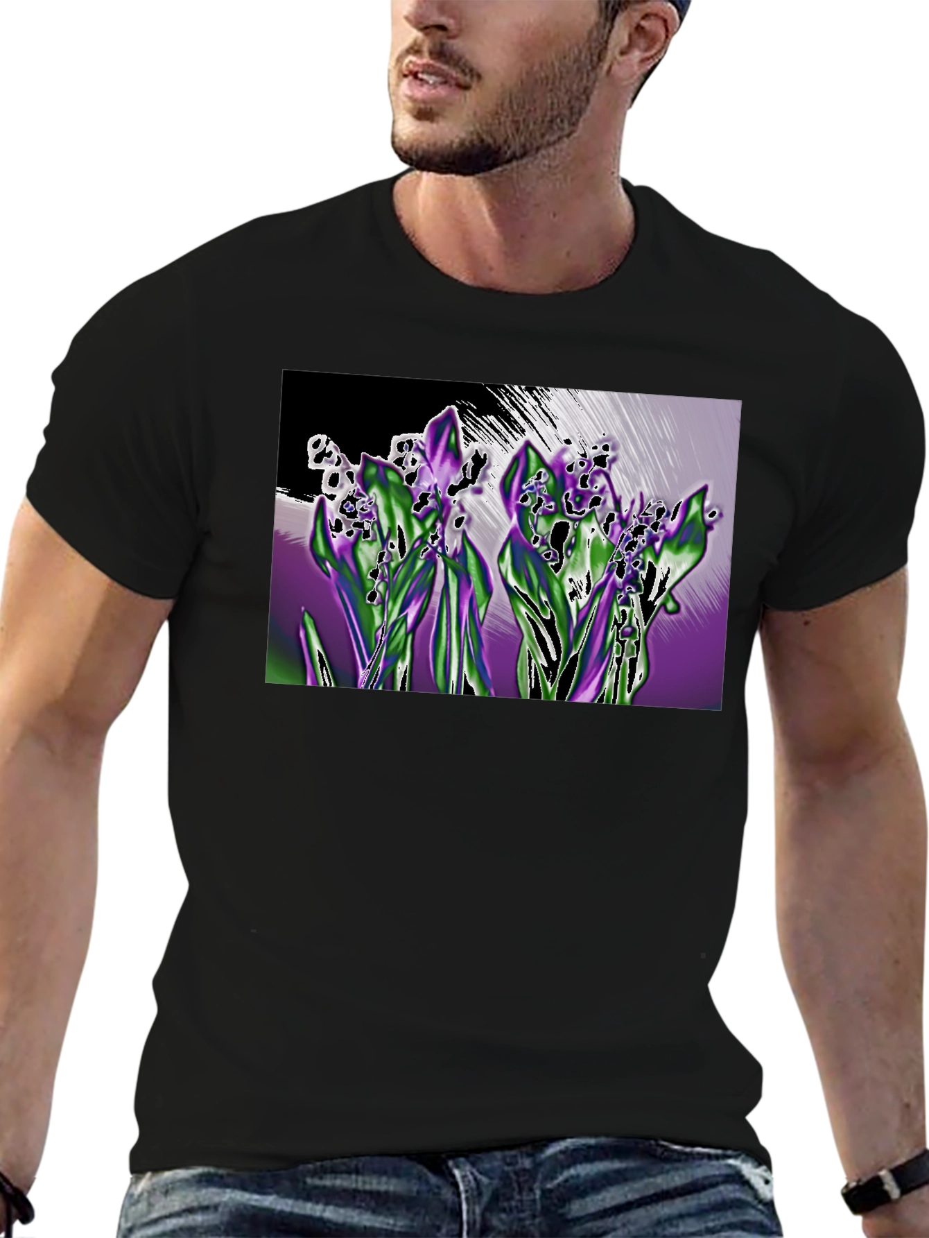 Black Lily of the Valley Graphic T-Shirt - Black view 6