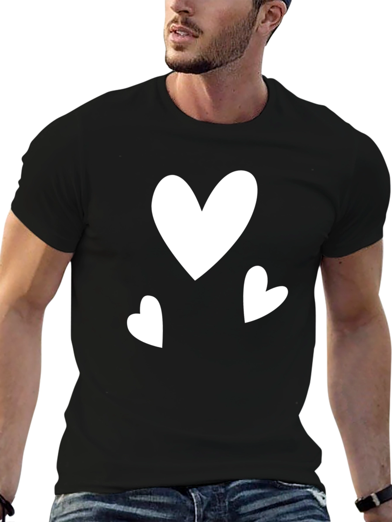 Black Heart Graphic Tee - Black Cotton Blend Casual Wear view 6