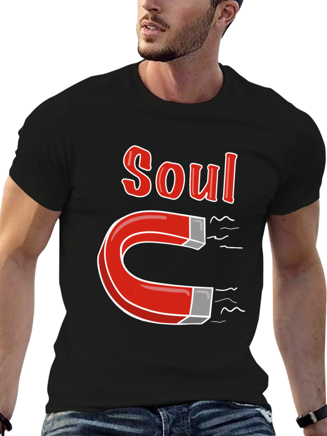 Black Soul Magnet Graphic T-Shirt - Black view 6