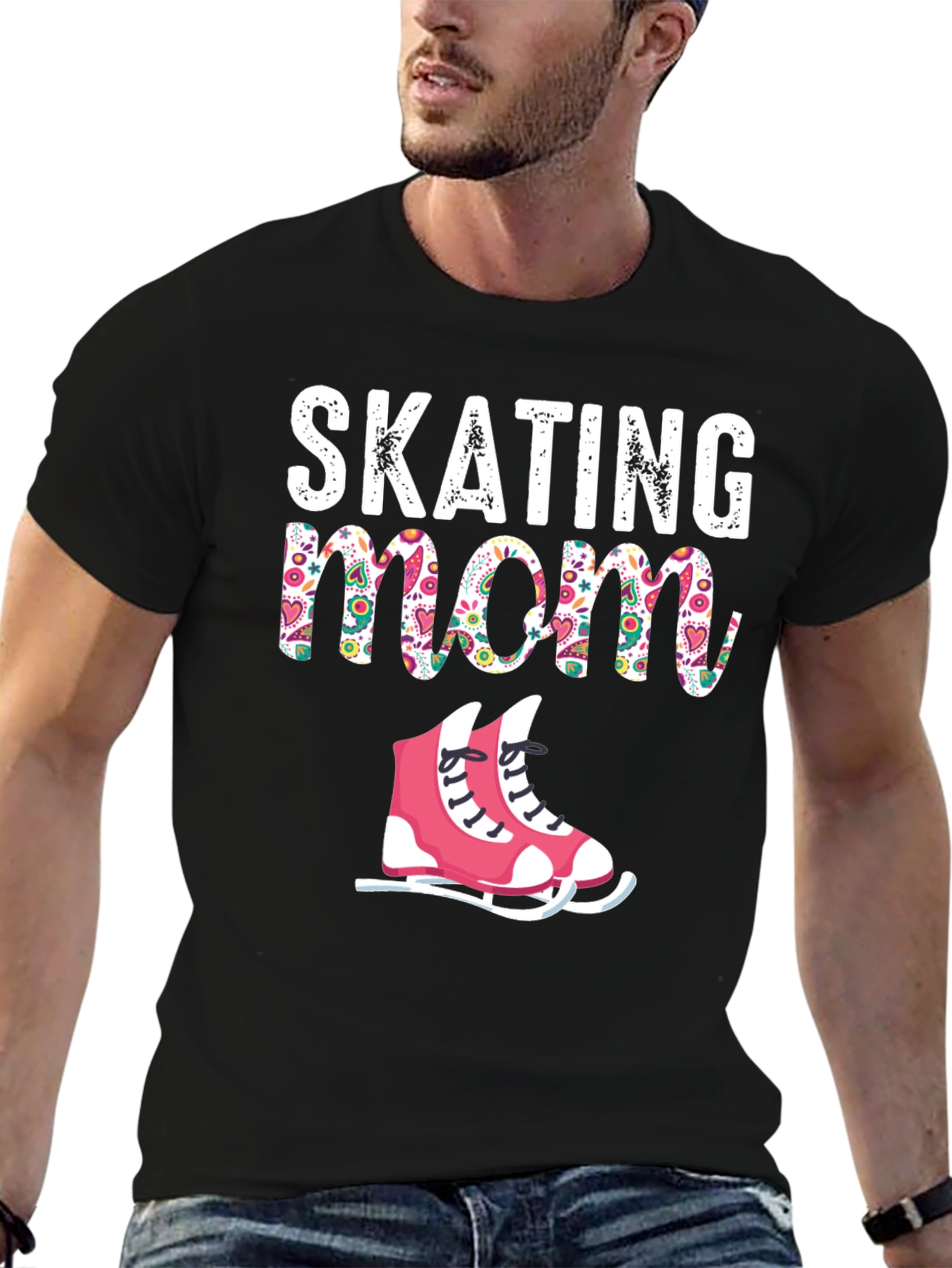 Black Skating Mom T-Shirt, Novelty Graphic Tee view 6
