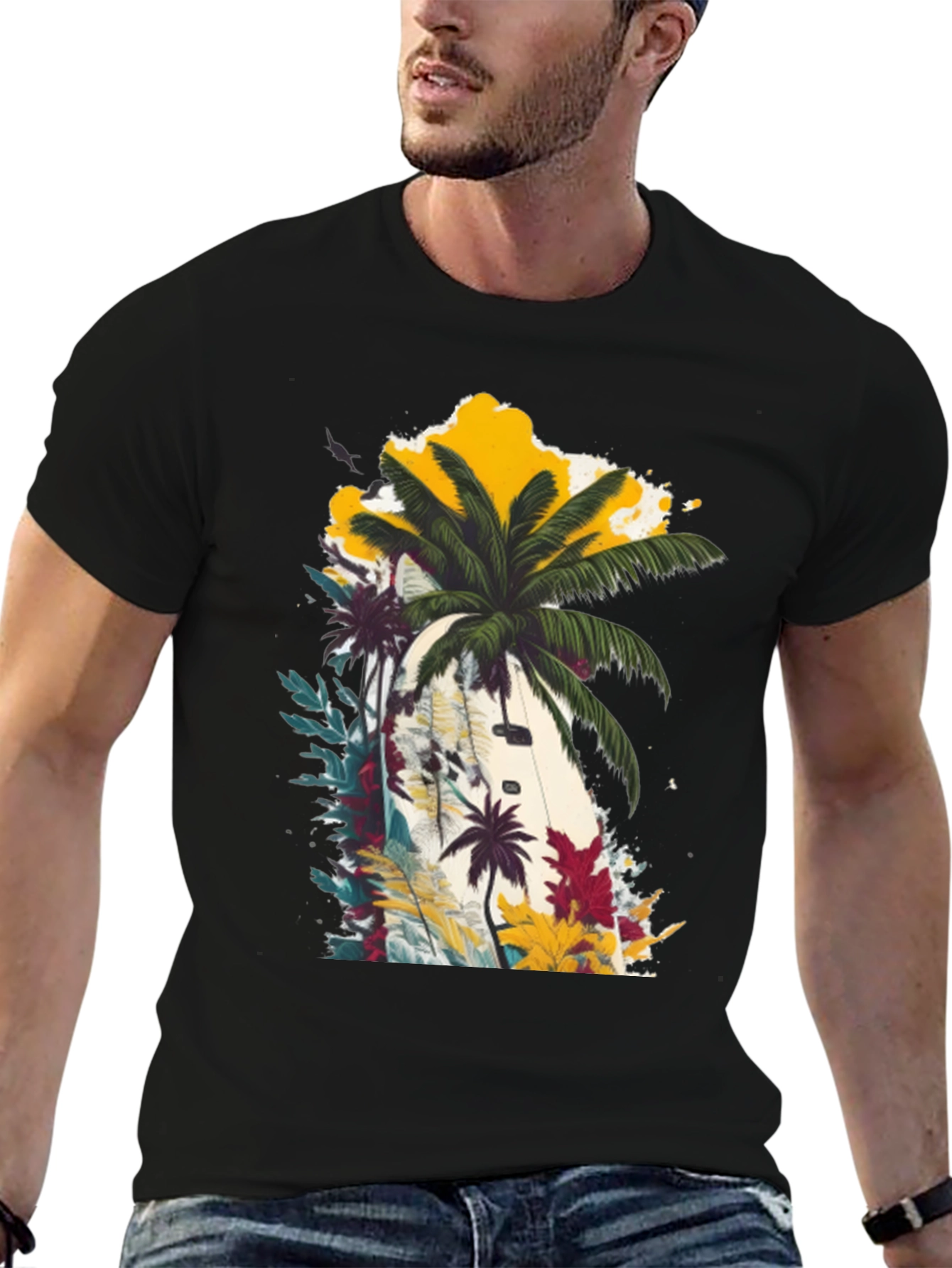 Black Tropical Palm Tree Graphic Tee - Beach Ready view 6