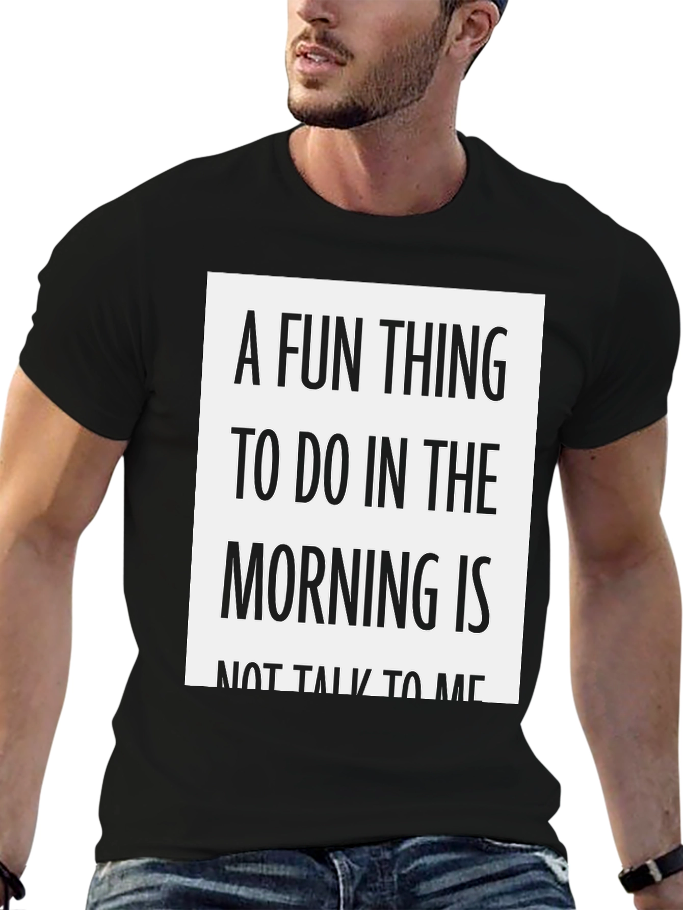 Black Funny Morning Person Tee - Introvert T-Shirt view 6