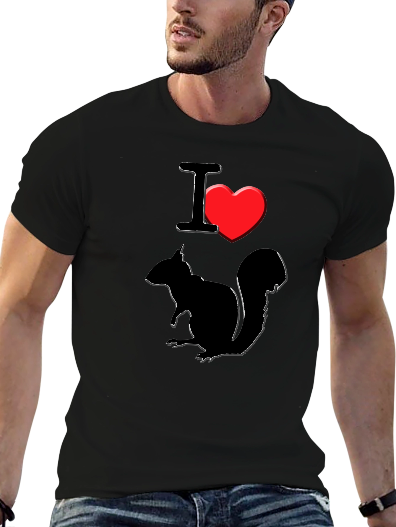 Black I Love Squirrels Graphic T-Shirt - Black view 6