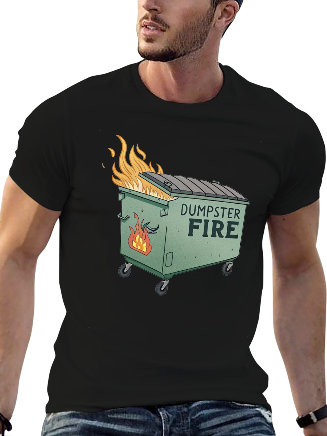 Black Dumpster Fire Graphic T-Shirt - Humorous Tee view 6