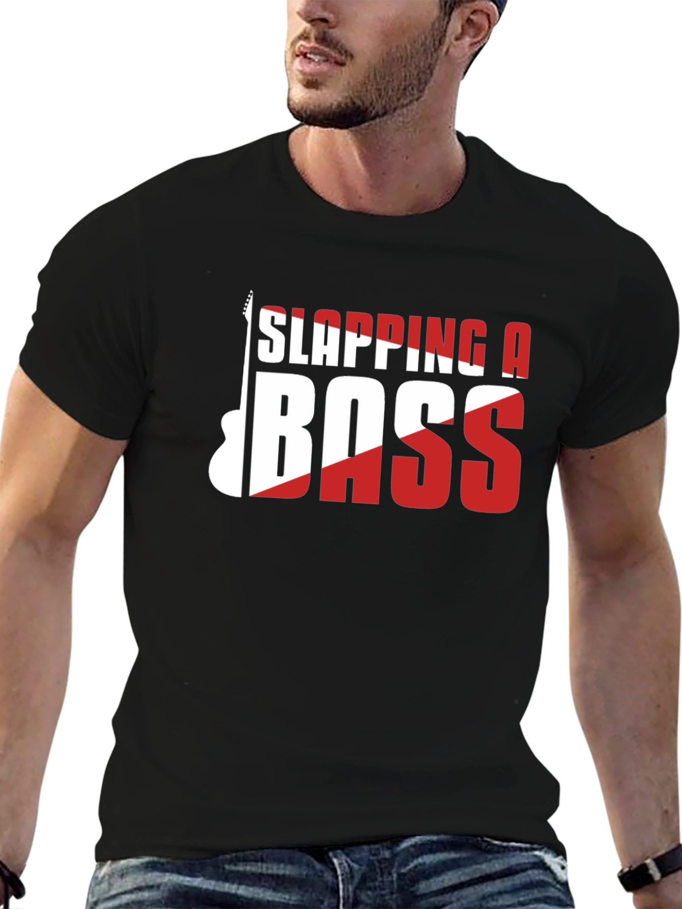 Black Slapping a Bass T-Shirt - Music Lover Tee view 6