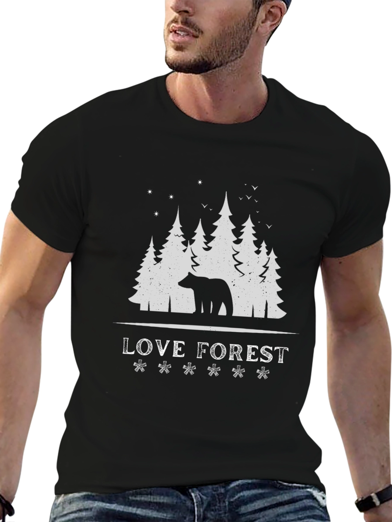Black Love Forest Bear Graphic Tee view 6