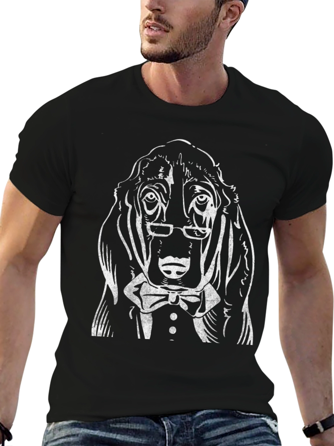Black Sophisticated Dog Graphic Tee - Formal Wear view 6