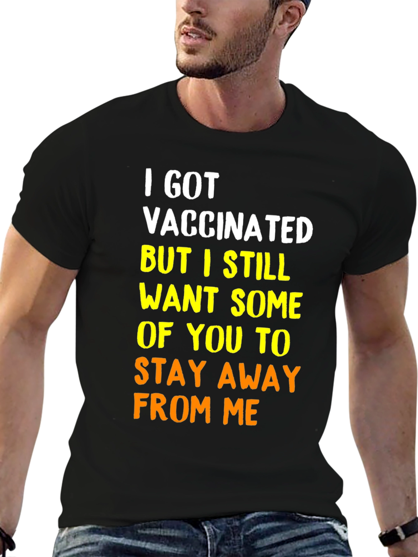 Black Vaccinated Graphic Tee - Stay Away From Me Shirt view 6