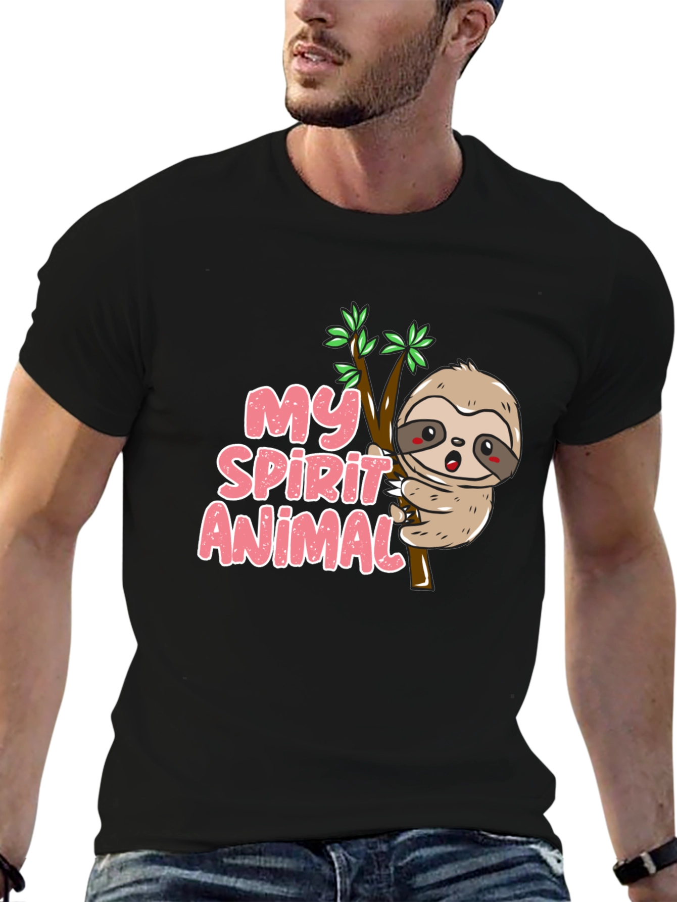 Black My Spirit Animal Sloth T-Shirt view 6