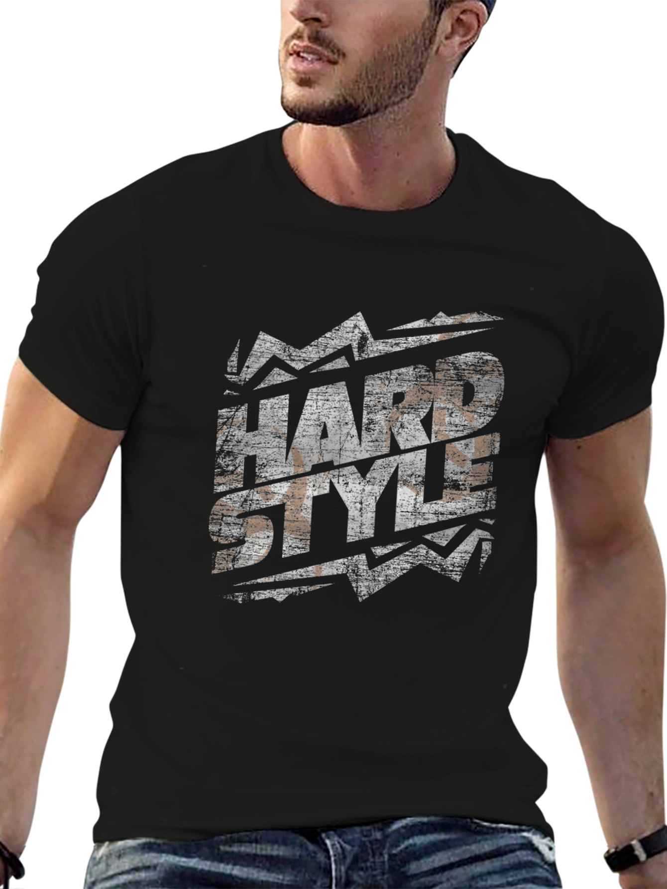 Black Hardstyle Graphic Print T-Shirt - Black Cotton Blend view 6
