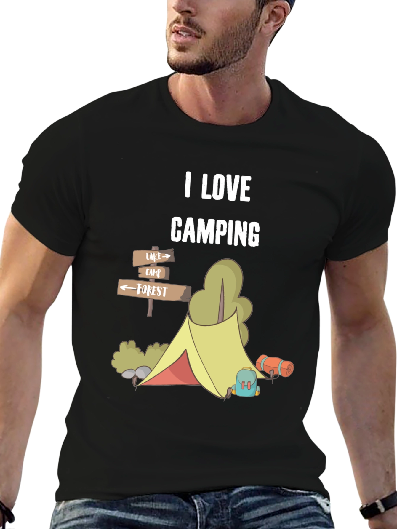 Black I Love Camping Graphic T-Shirt view 6