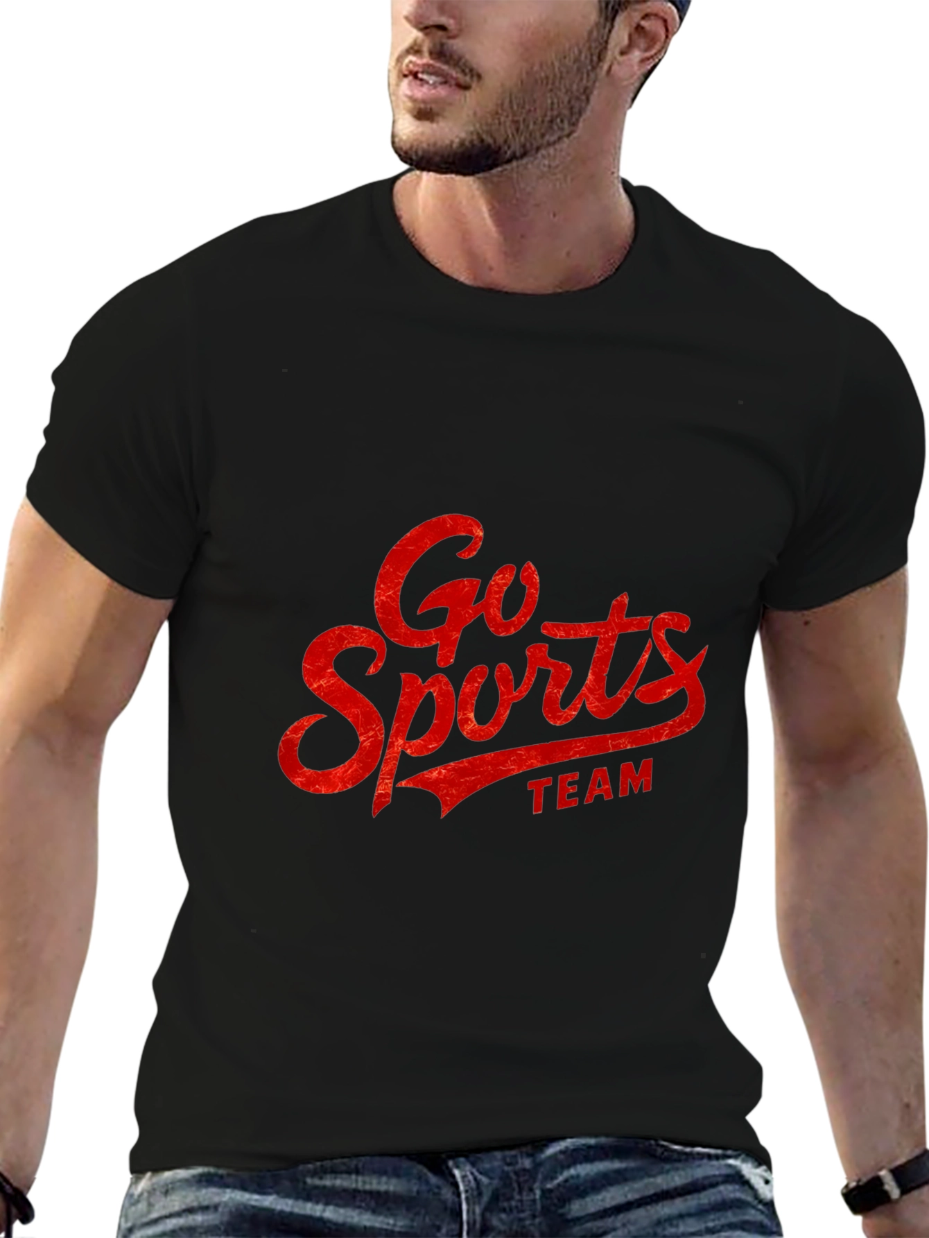 Black Go Sports Team Graphic T-Shirt - Stylish & Comfy view 6