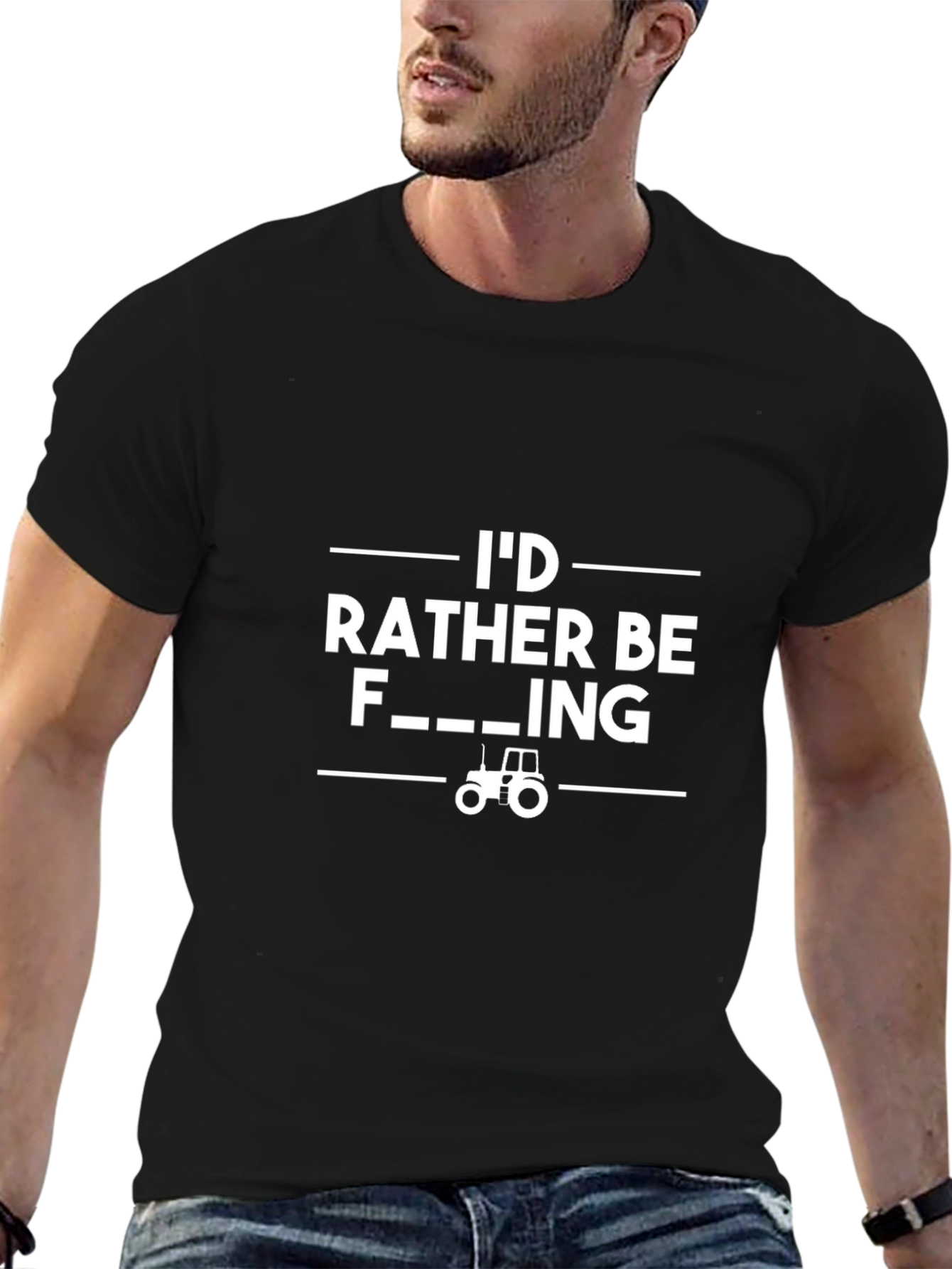 Black Funny Farming T-Shirt - I'd Rather Be Farming view 6