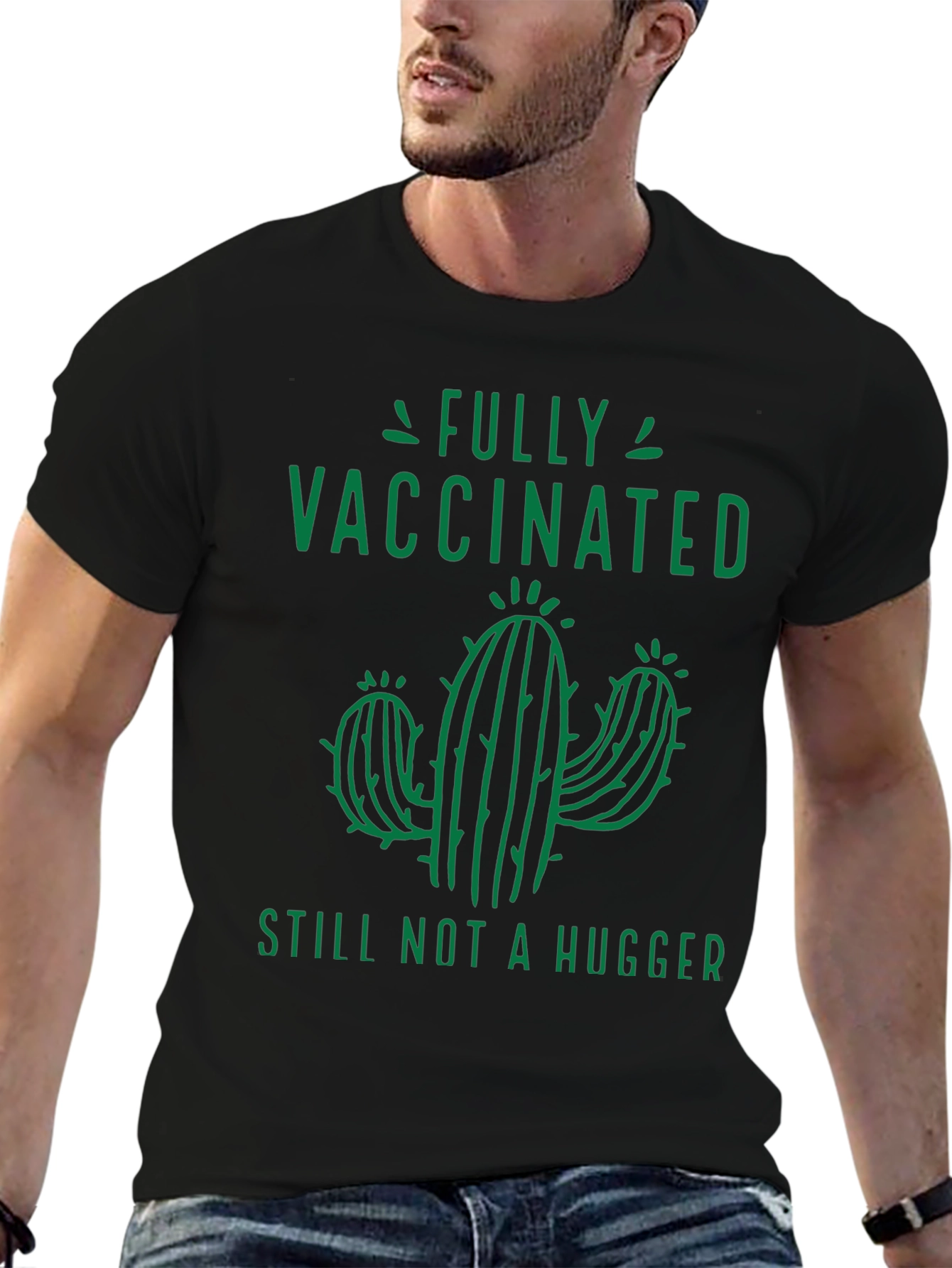 Black Fully Vaccinated Still Not a Hugger T-Shirt view 6