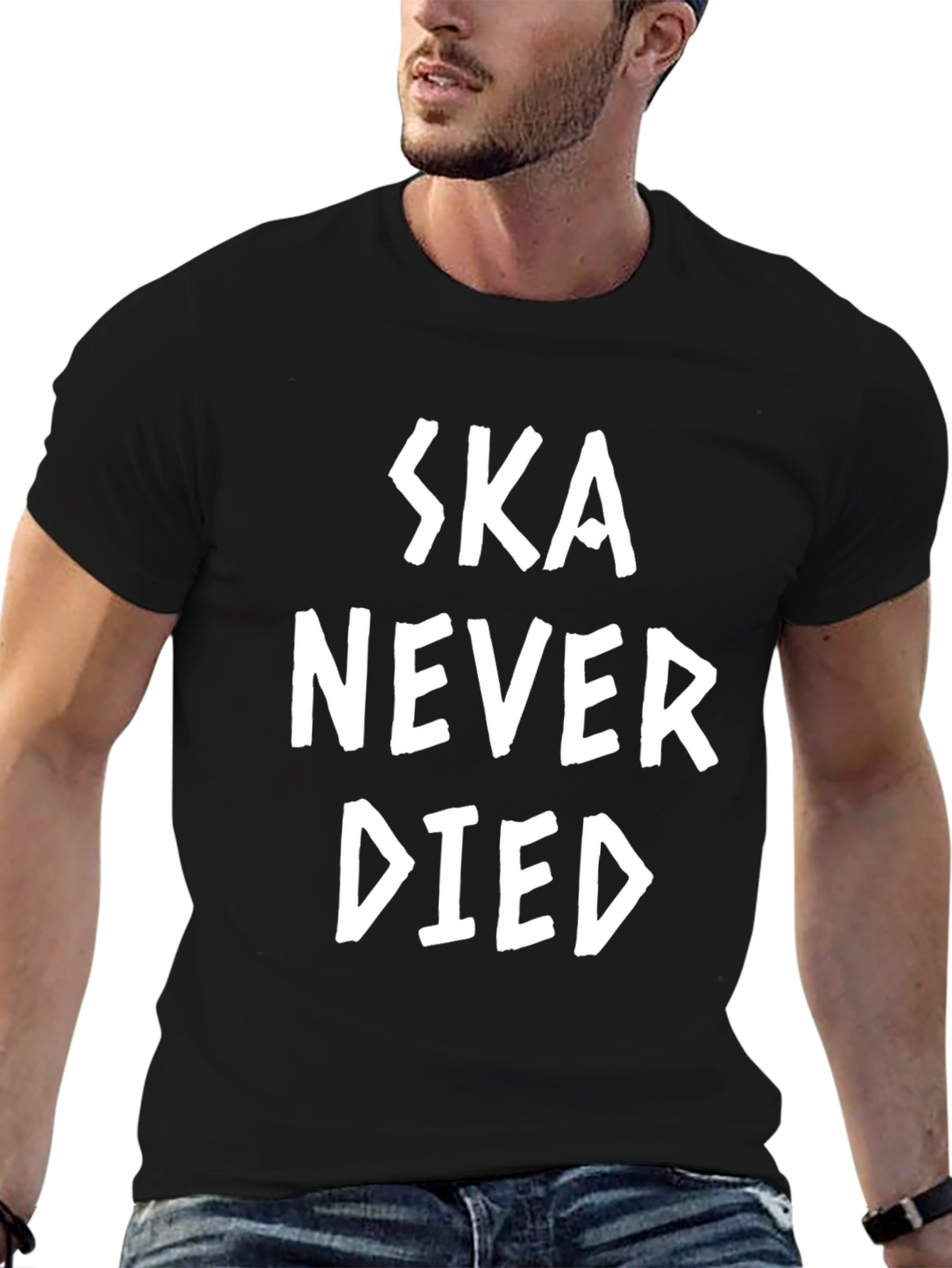 Black Ska Never Died Graphic Tee - Black Cotton T-Shirt view 6