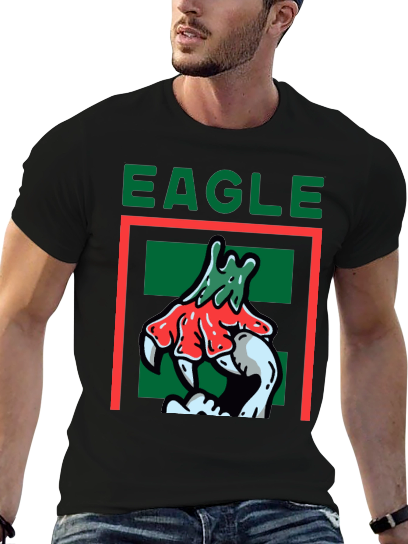 Black Eagle Graphic Print Black T-Shirt view 6