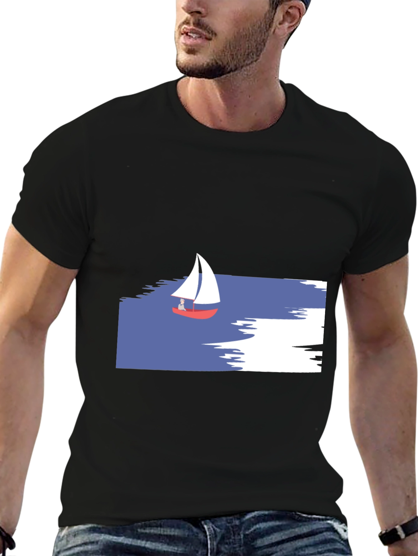 Black Sailboat Graphic T-Shirt - Black view 6