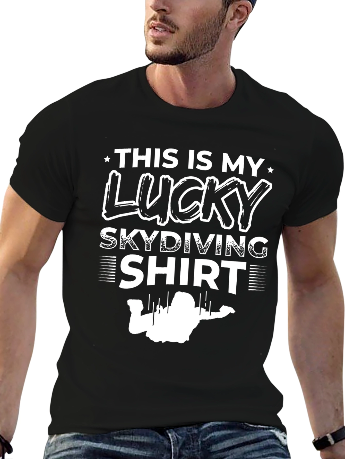Black Lucky Skydiving Shirt - Graphic Tee view 6