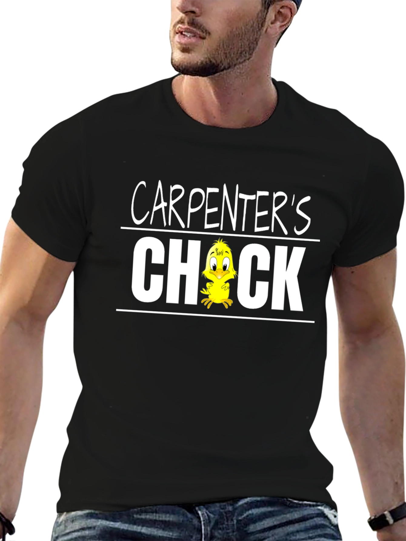 Black Carpenter's Chick T-Shirt - Funny Carpenter Tee view 6