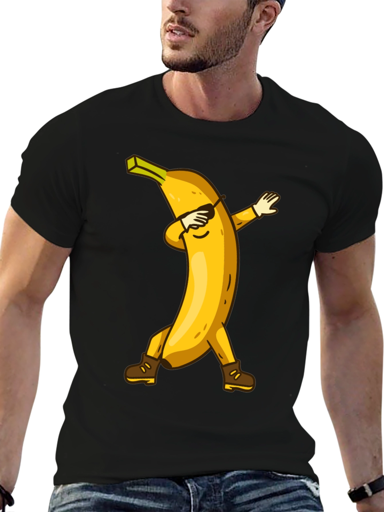 Black Dabbing Banana Graphic Tee - Fun Trendy Shirt view 6
