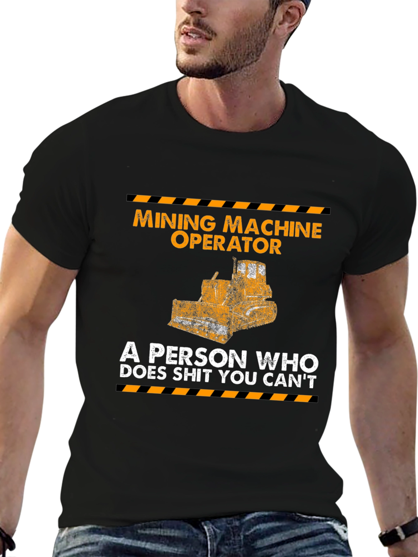 Black Mining Machine Operator Graphic Tee view 6