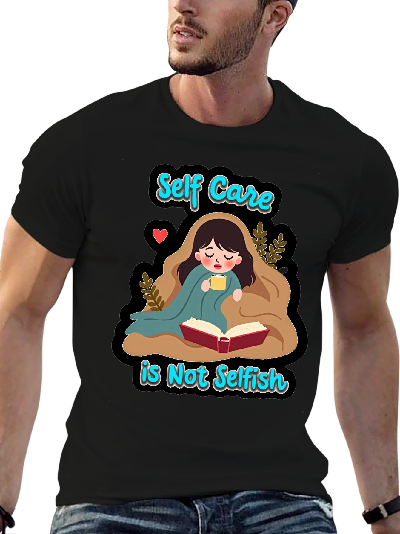 Black Self Care T-Shirt - Reading & Relaxation view 6