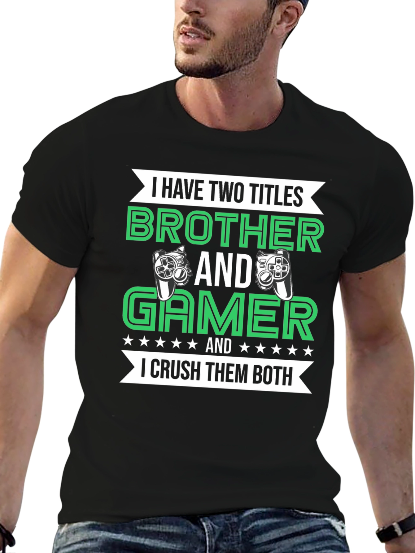 Black Brother and Gamer T-Shirt: I Crush Them Both! view 6