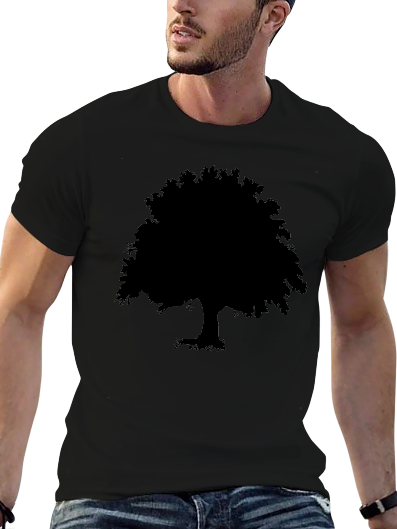 Black Silhouette Tree Graphic Tee - Mens Short Sleeve Crew Neck view 6