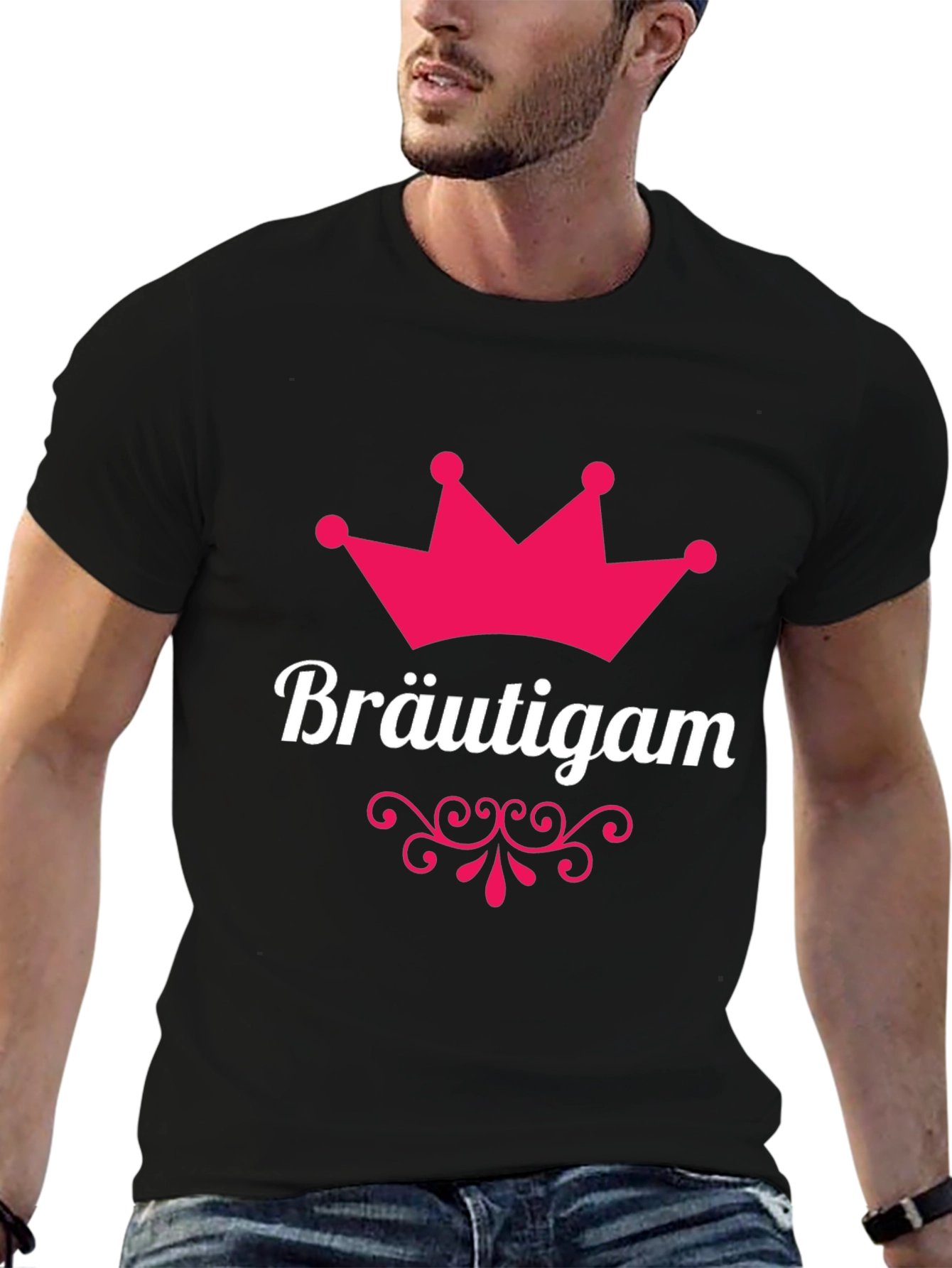 Black Bräutigam Groom Crown T-Shirt - Black view 6