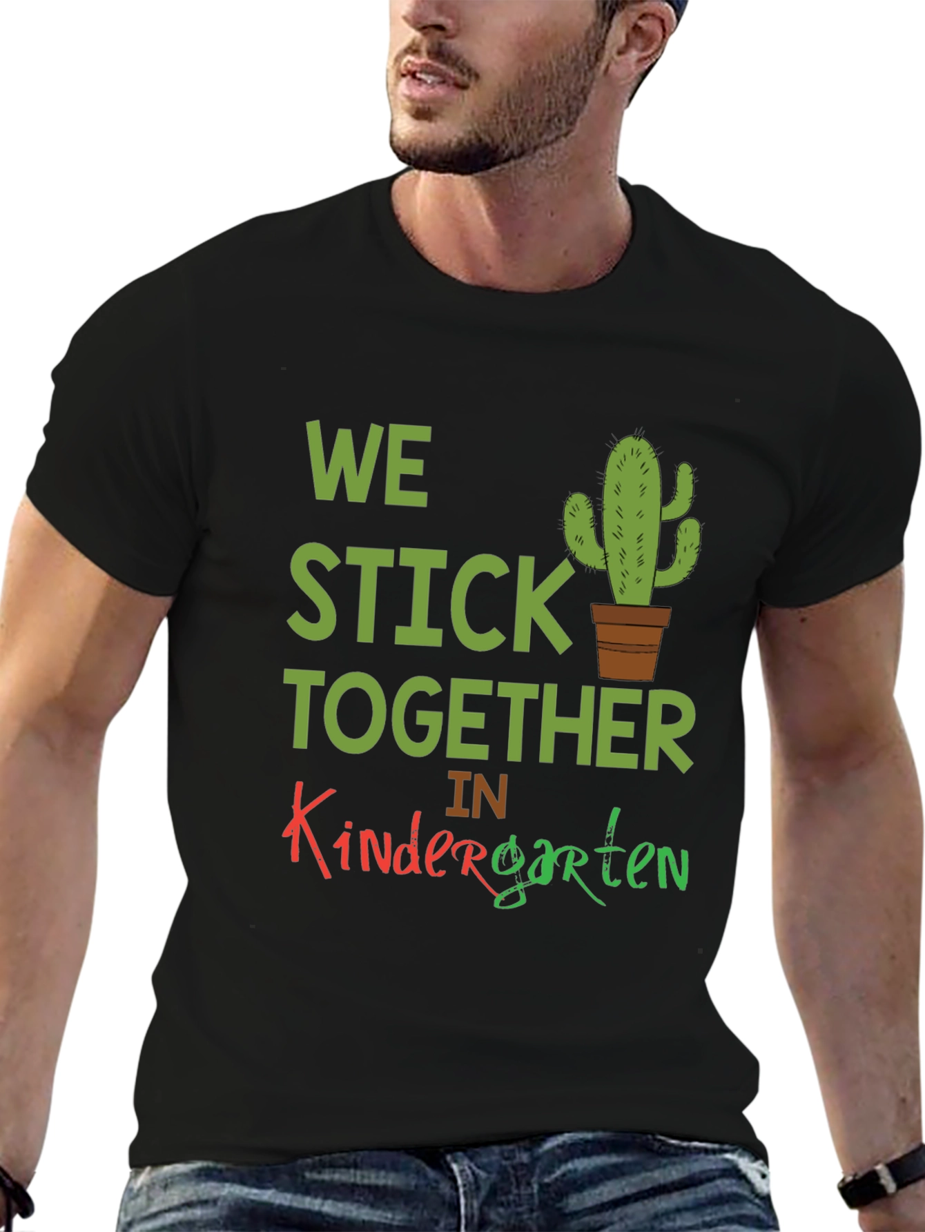 Black We Stick Together Kindergarten T-Shirt view 6