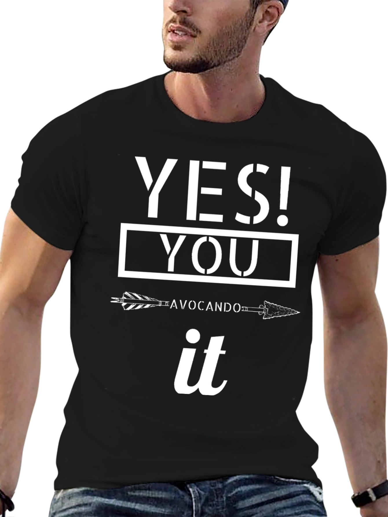 Black Yes! You Avocando it T-Shirt - Funny Pun Tee view 6