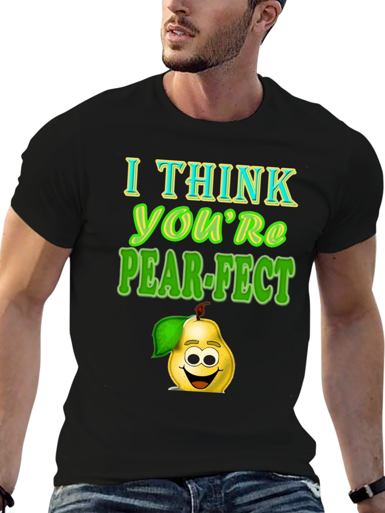 Black Pear-fect T-Shirt: Funny Fruit Pun Tee view 6