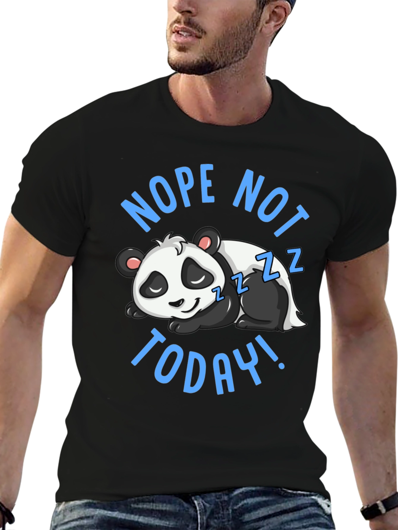 Black Nope Not Today Panda Graphic T-Shirt view 6
