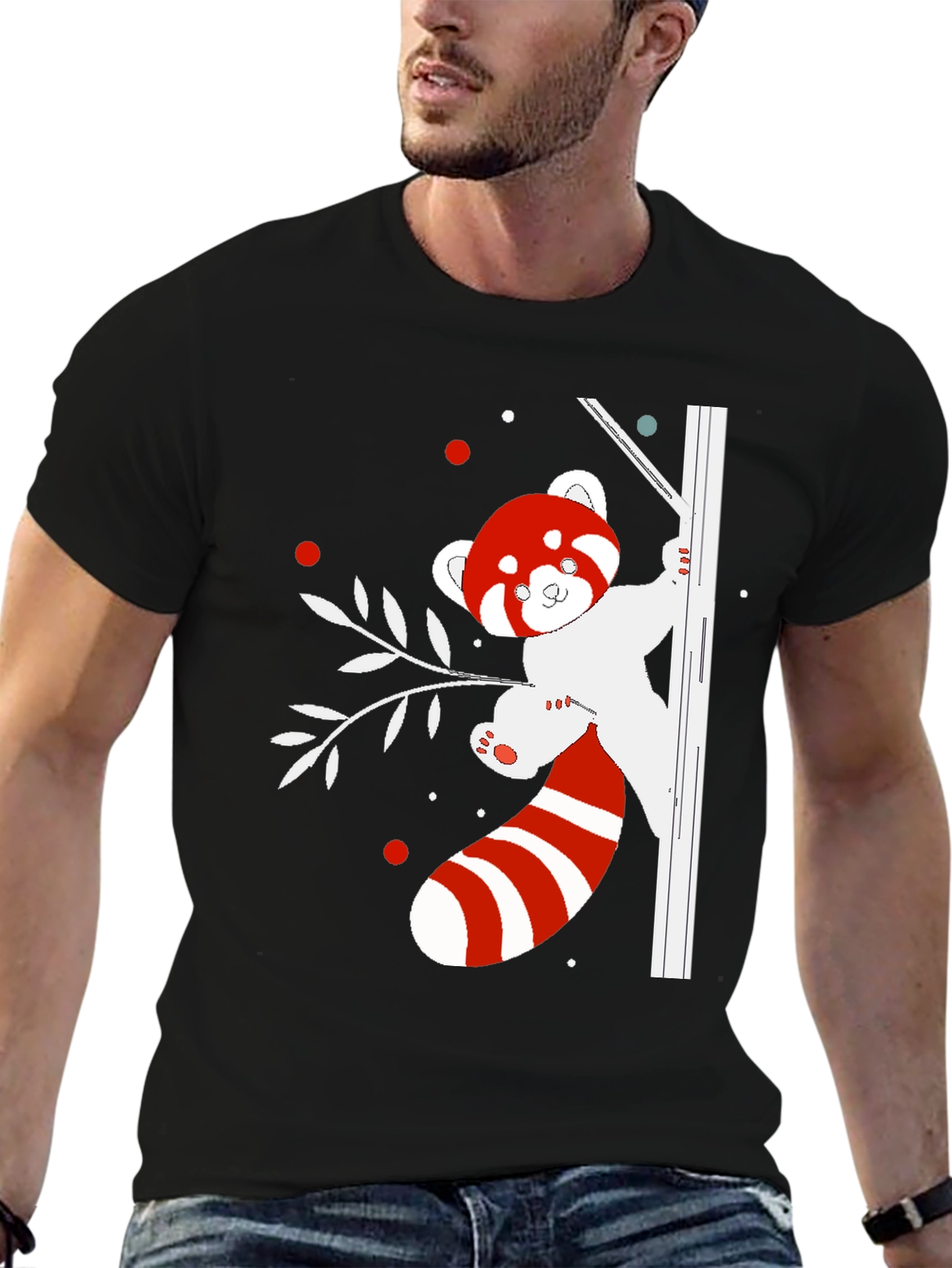 Black Red Panda T-Shirt - Cute Animal Design view 6